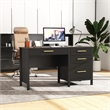 Pemberly Row Executive Desk with 4 Drawers and File Cabinet in Black