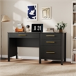 Pemberly Row Executive Desk with 4 Drawers and File Cabinet in Black