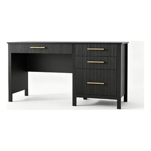 Pemberly Row Executive Desk with 4 Drawers and File Cabinet in Black