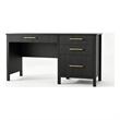 Pemberly Row Executive Desk with 4 Drawers and File Cabinet in Black