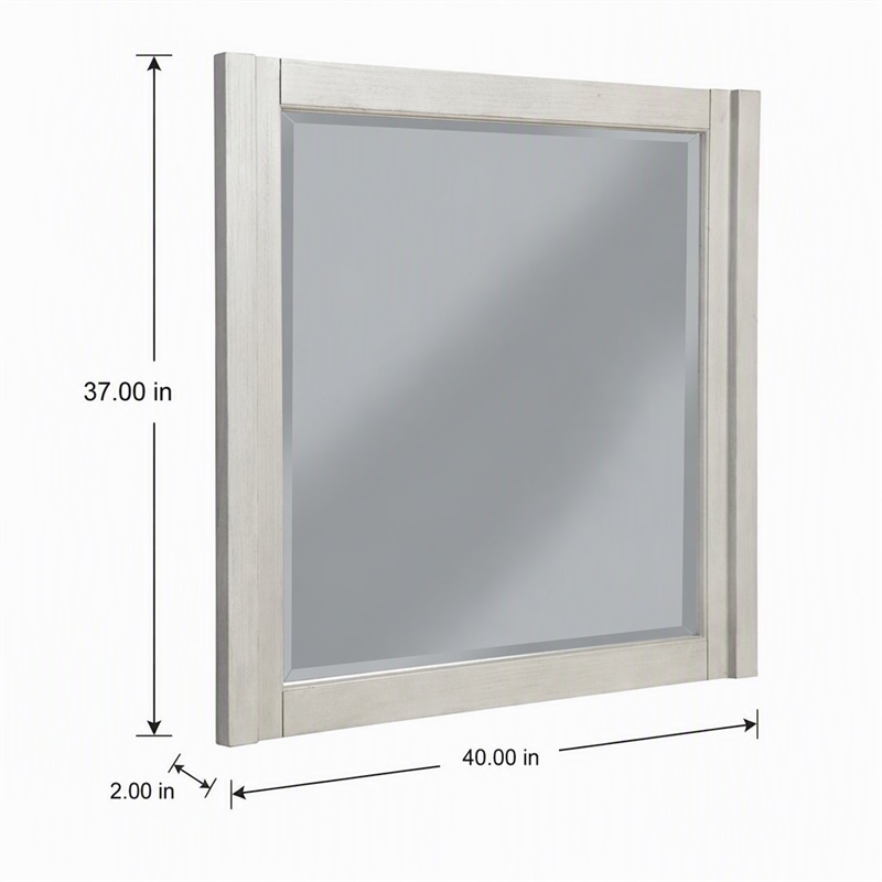 Pemberly Row Mahogany Wood Square Mirror in Light Gray