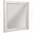 Pemberly Row Mahogany Wood Square Mirror in Light Gray