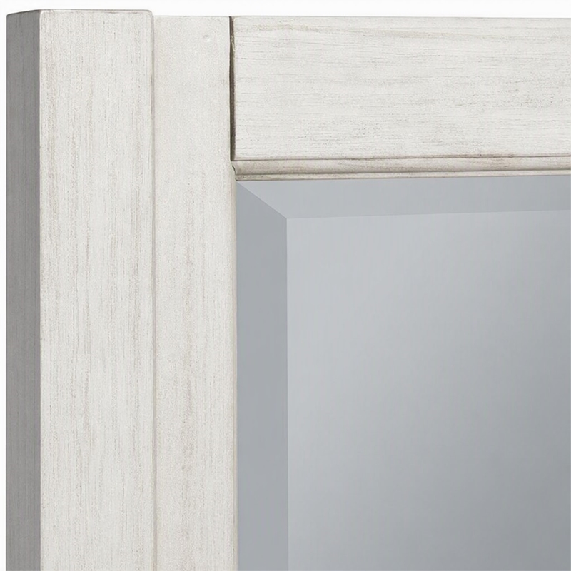 Pemberly Row Mahogany Wood Square Mirror in Light Gray