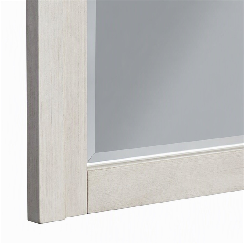 Pemberly Row Mahogany Wood Square Mirror in Light Gray