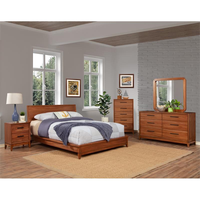 Pemberly Row Honey Maple Mahogany 5-Drawer Chest with Dovetail Build
