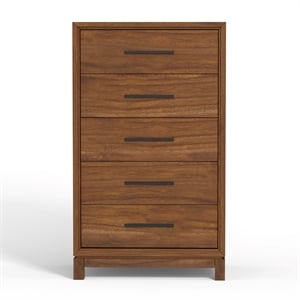 Pemberly Row Honey Maple Mahogany 5-Drawer Chest with Dovetail Build