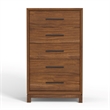 Pemberly Row Honey Maple Mahogany 5-Drawer Chest with Dovetail Build