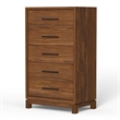 Pemberly Row Honey Maple Mahogany 5-Drawer Chest with Dovetail Build