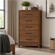 Pemberly Row Honey Maple Mahogany 5-Drawer Chest with Dovetail Build