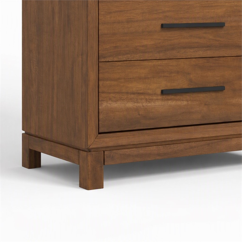 Pemberly Row Honey Maple Mahogany 5-Drawer Chest with Dovetail Build