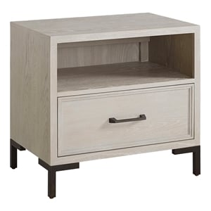 Pemberly Row 1 Drawer Nightstand with Open Shelf Antique White Oak Poplar