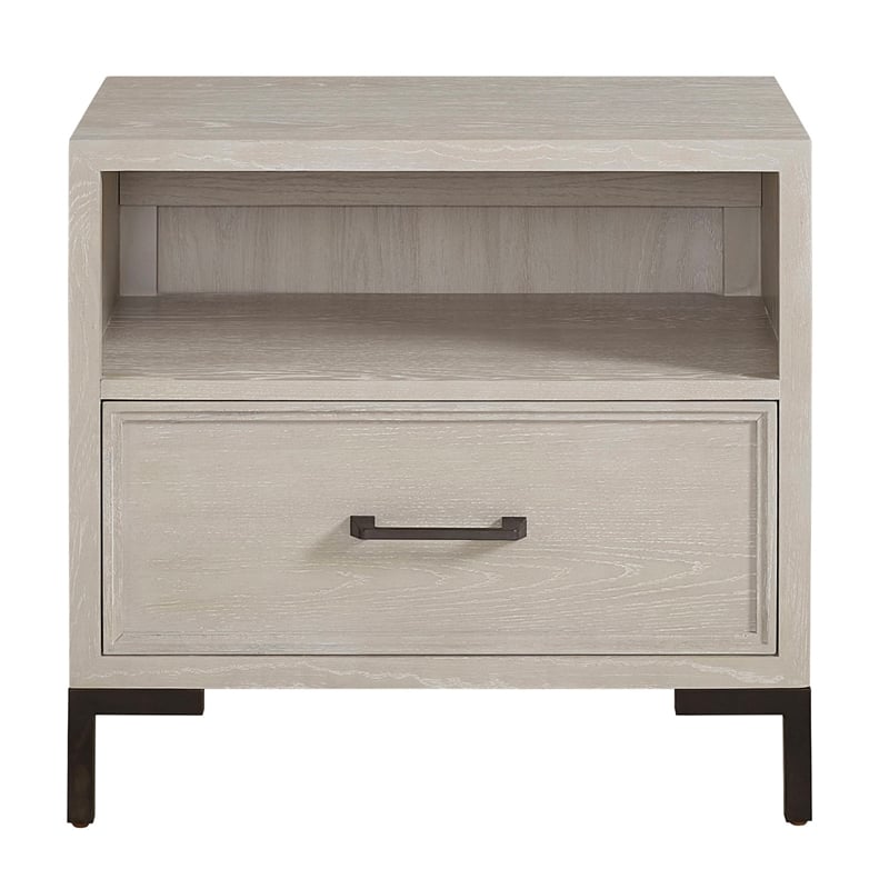 Pemberly Row 1 Drawer Nightstand with Open Shelf Antique White Oak Poplar