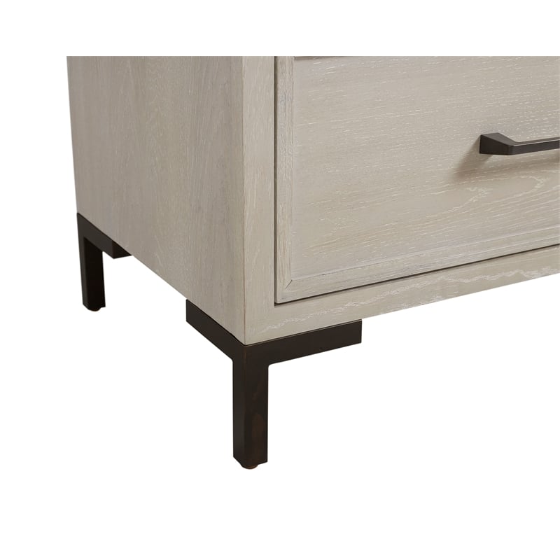 Pemberly Row 1 Drawer Nightstand with Open Shelf Antique White Oak Poplar