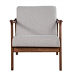 Pemberly Row Wood Lounge Chair in Medium Brown with Light Gray Cushions