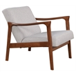 Pemberly Row Wood Lounge Chair in Medium Brown with Light Gray Cushions