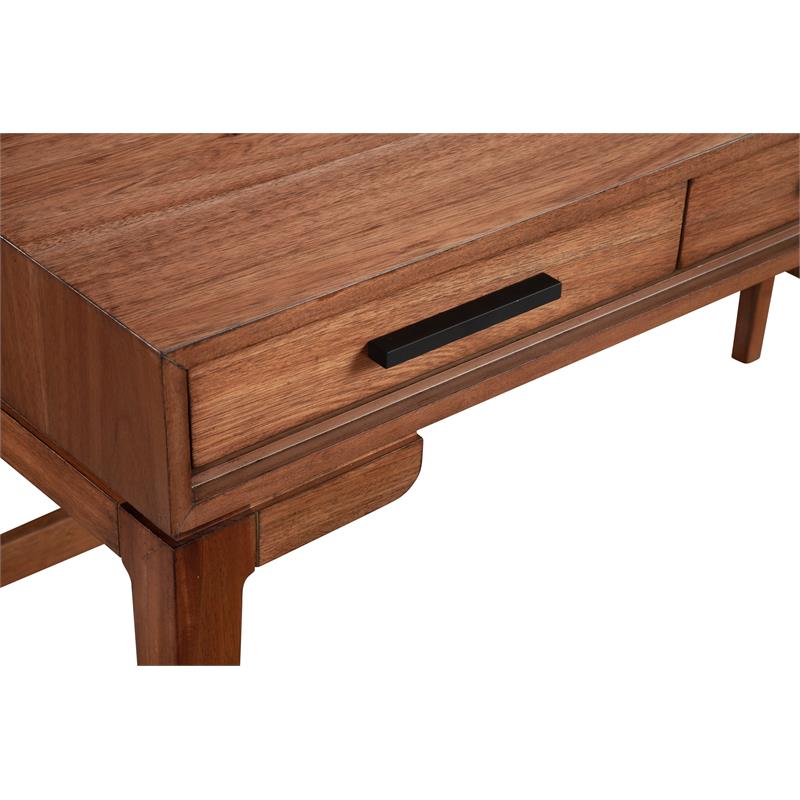 Pemberly Row Mini Desk with Honey Maple Finish and Felt-Lined Drawers