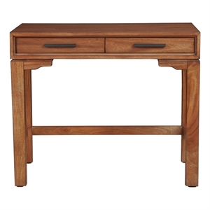 Pemberly Row Mini Desk with Honey Maple Finish and Felt-Lined Drawers