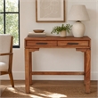 Pemberly Row Mini Desk with Honey Maple Finish and Felt-Lined Drawers