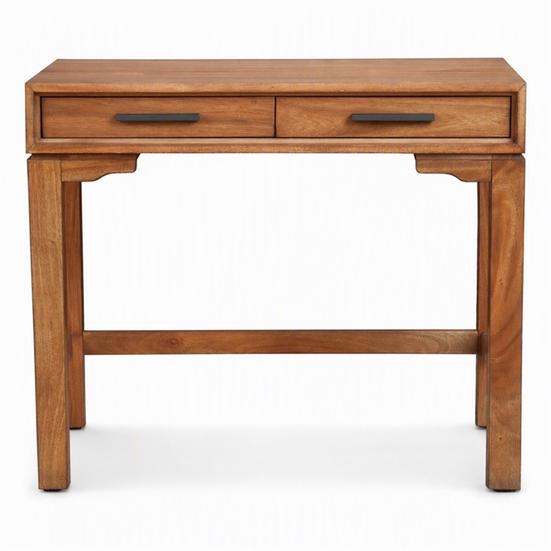 Pemberly Row Mini Desk with Honey Maple Finish and Felt-Lined Drawers