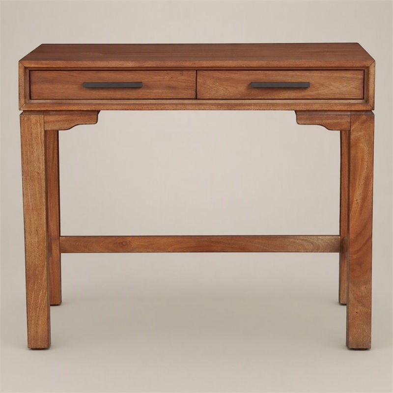 Pemberly Row Mini Desk with Honey Maple Finish and Felt-Lined Drawers