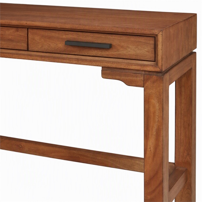 Pemberly Row Mini Desk with Honey Maple Finish and Felt-Lined Drawers