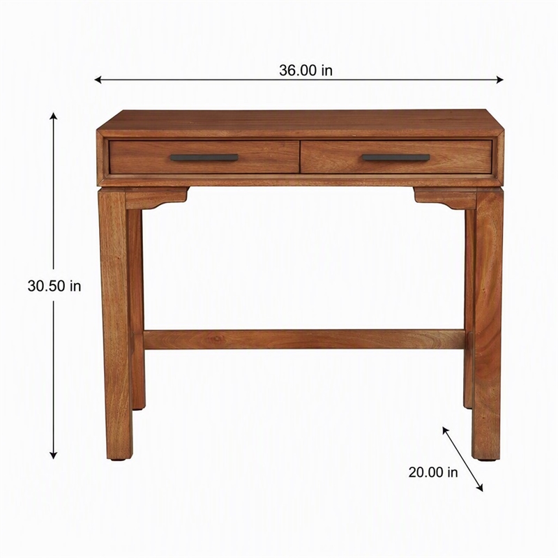 Pemberly Row Mini Desk with Honey Maple Finish and Felt-Lined Drawers