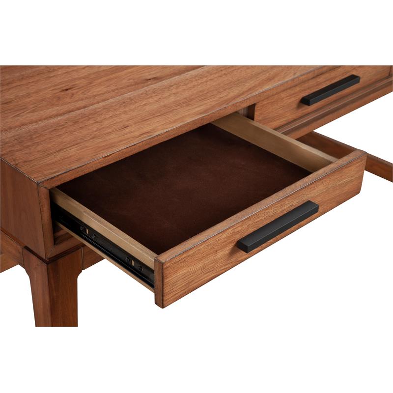 Pemberly Row Mini Desk with Honey Maple Finish and Felt-Lined Drawers