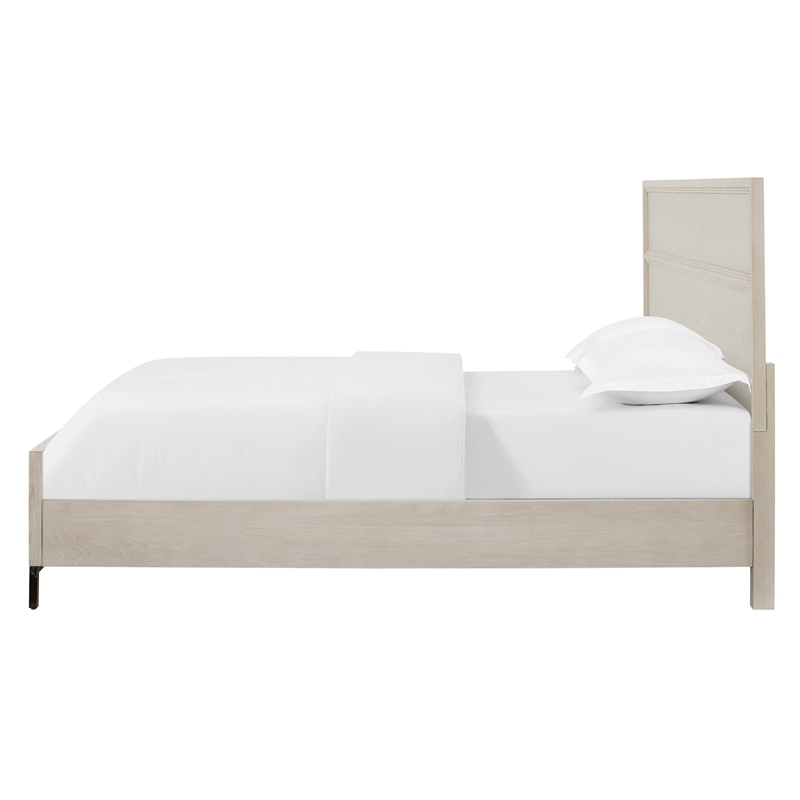 Pemberly Row King Panel Bed in Oak with Antique White Finish