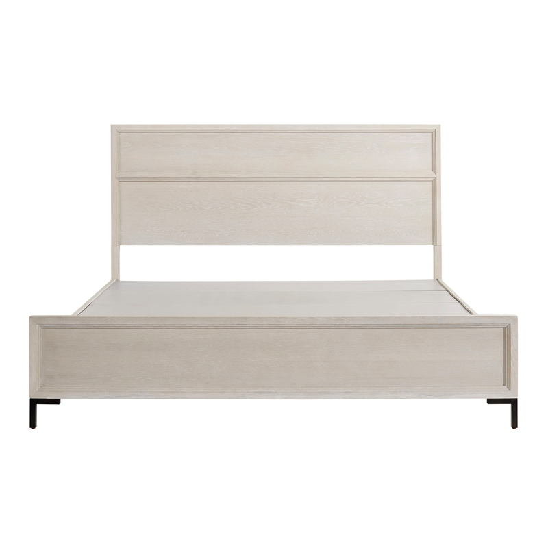Pemberly Row King Panel Bed in Oak with Antique White Finish