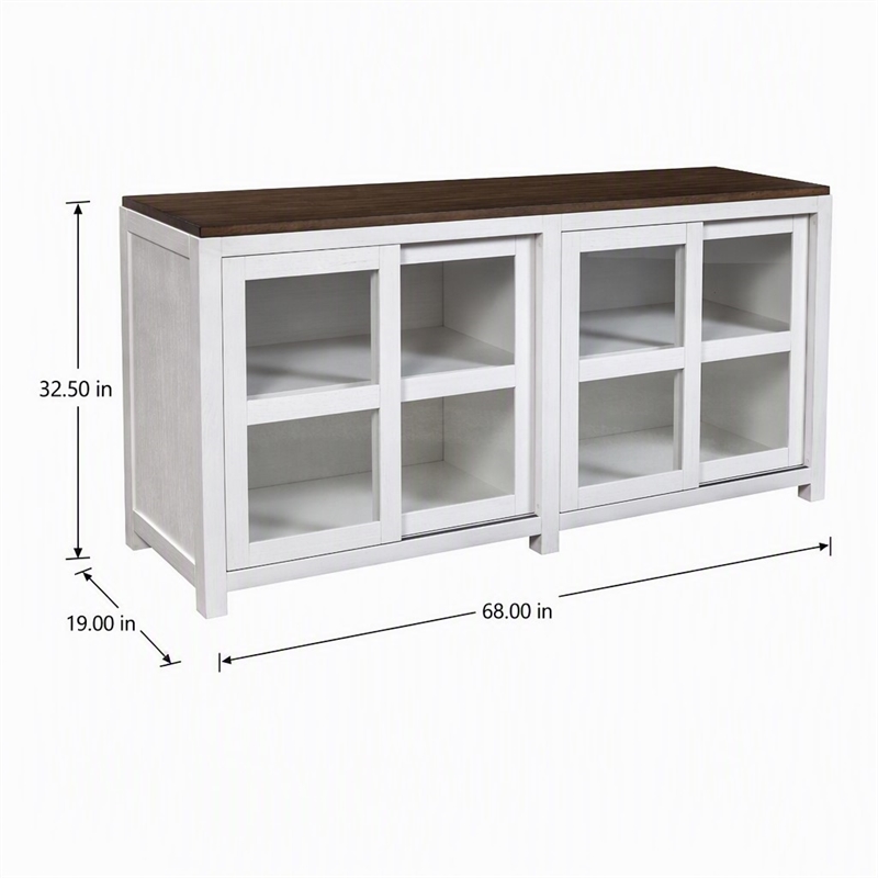 Pemberly Row Large Wood Display Cabinet in Mystic Brown and White Finish