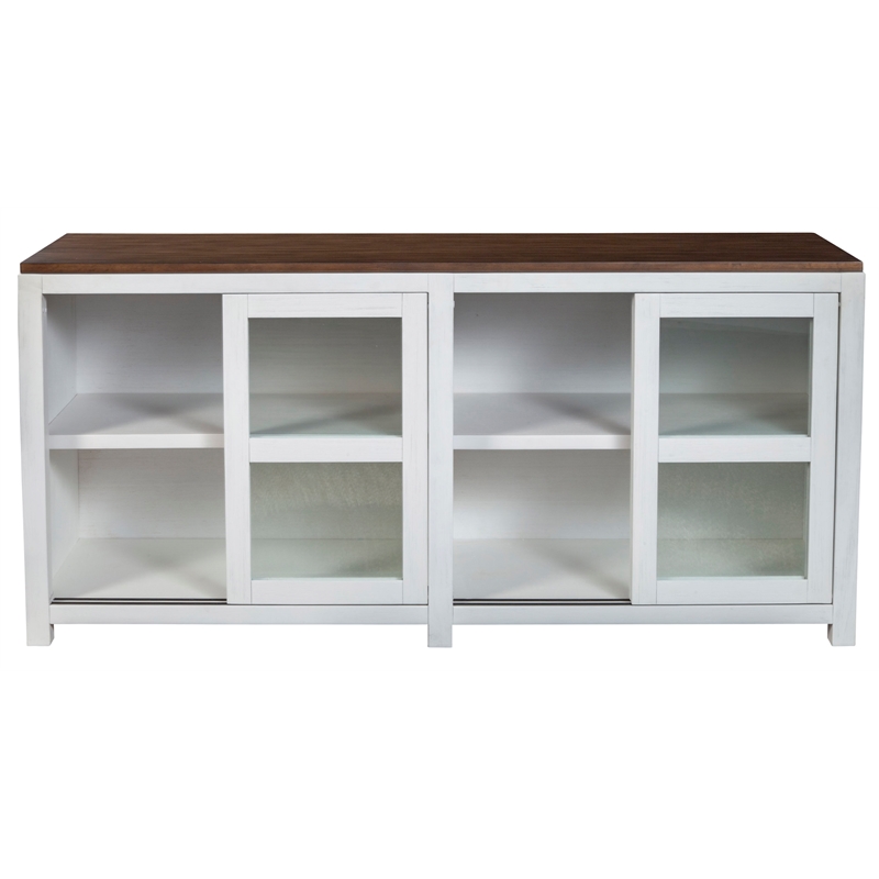 Pemberly Row Large Wood Display Cabinet in Mystic Brown and White Finish