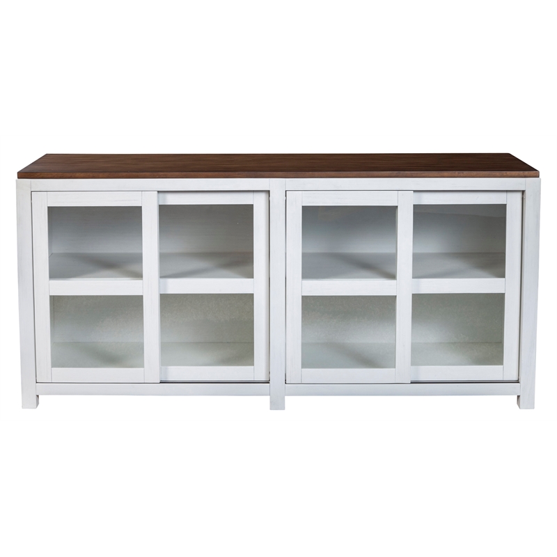 Pemberly Row Large Wood Display Cabinet in Mystic Brown and White Finish