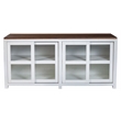 Pemberly Row Large Wood Display Cabinet in Mystic Brown and White Finish