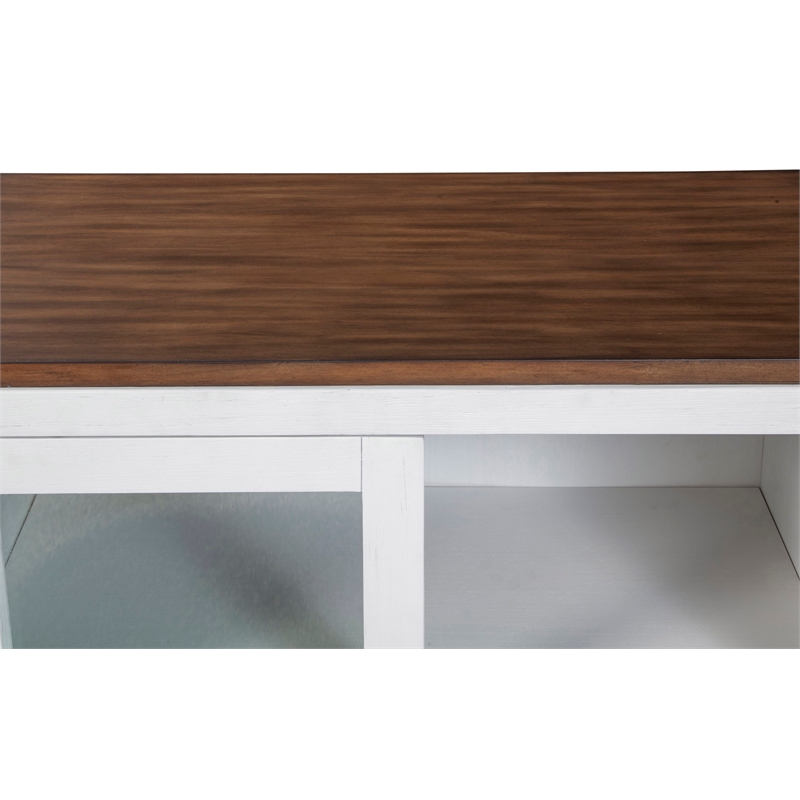 Pemberly Row Large Wood Display Cabinet in Mystic Brown and White Finish