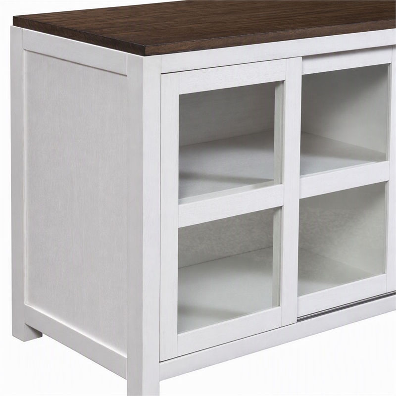 Pemberly Row Large Wood Display Cabinet in Mystic Brown and White Finish