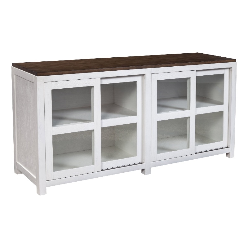 Pemberly Row Large Wood Display Cabinet in Mystic Brown and White Finish