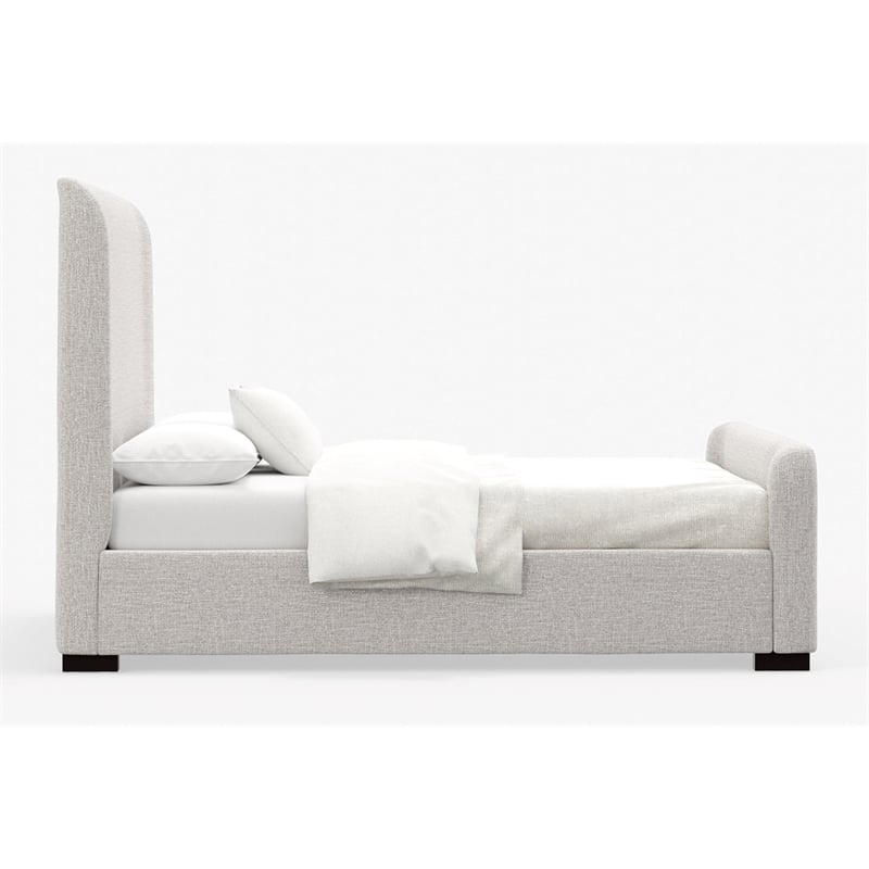 Pemberly Row Adele Full Upholstered Platform Bed in Beige Fabric