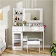 Pemberly Row Makeup Vanity Desk with Lighted Mirror and Charging Station