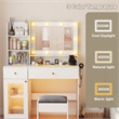 Pemberly Row Makeup Vanity Desk with Lighted Mirror and Charging Station