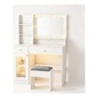Pemberly Row Makeup Vanity Desk with Lighted Mirror and Charging Station