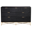 Pemberly Row 7-Drawer Wood Dresser with Gold Accents in Black