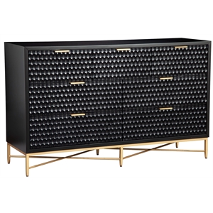 Pemberly Row 7-Drawer Wood Dresser with Gold Accents in Black