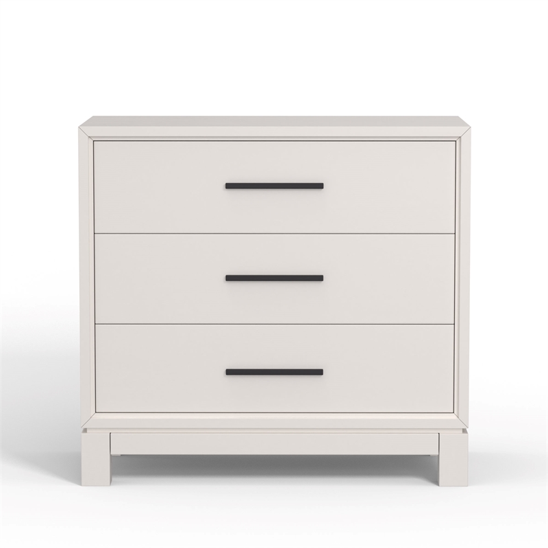 Pemberly Row Small 3-Drawer Chest in Chalk White with Brass Hardware