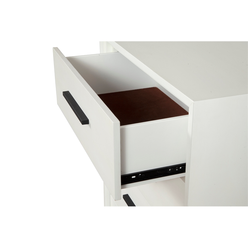 Pemberly Row Small 3-Drawer Chest in Chalk White with Brass Hardware