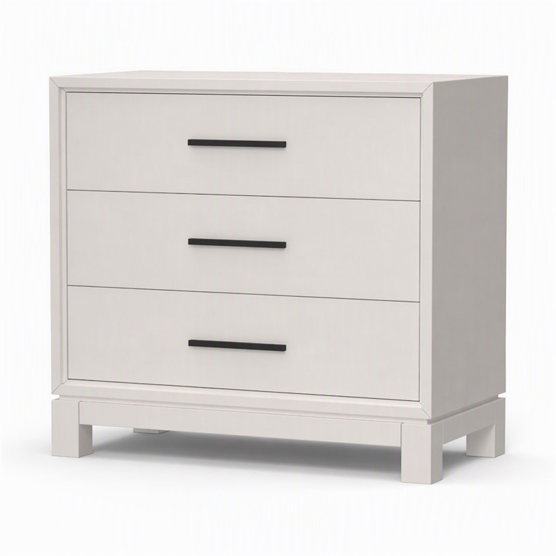 Pemberly Row Small 3-Drawer Chest in Chalk White with Brass Hardware