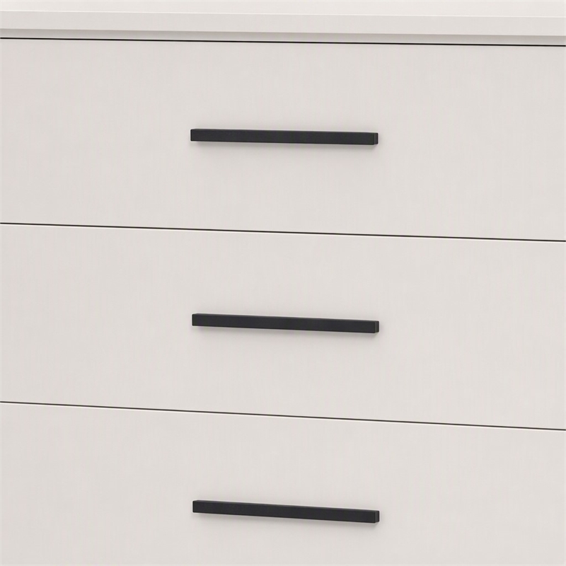 Pemberly Row Small 3-Drawer Chest in Chalk White with Brass Hardware