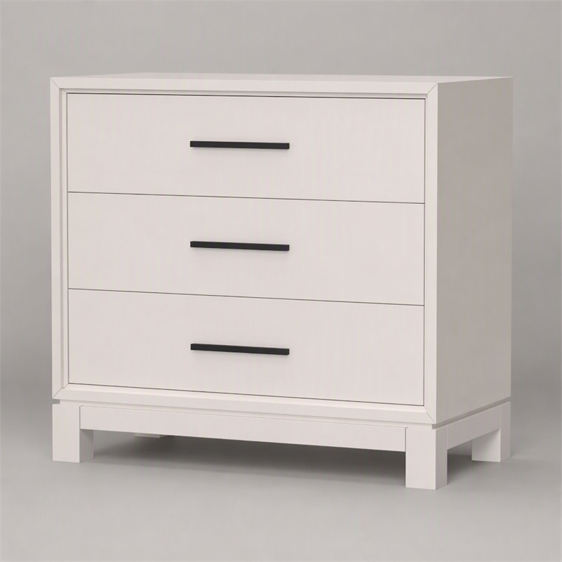 Pemberly Row Small 3-Drawer Chest in Chalk White with Brass Hardware
