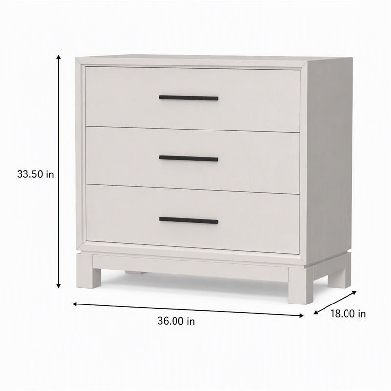 Pemberly Row Small 3-Drawer Chest in Chalk White with Brass Hardware