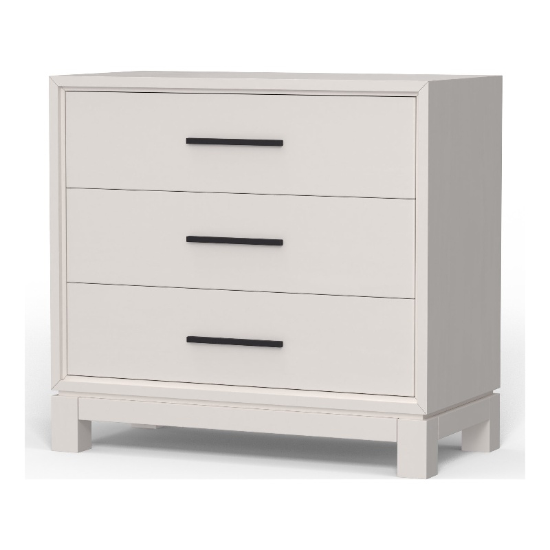 Pemberly Row Small 3-Drawer Chest in Chalk White with Brass Hardware