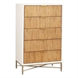 Pemberly Row Wood 5 Drawer Chest in White Mahogany with Gold Details